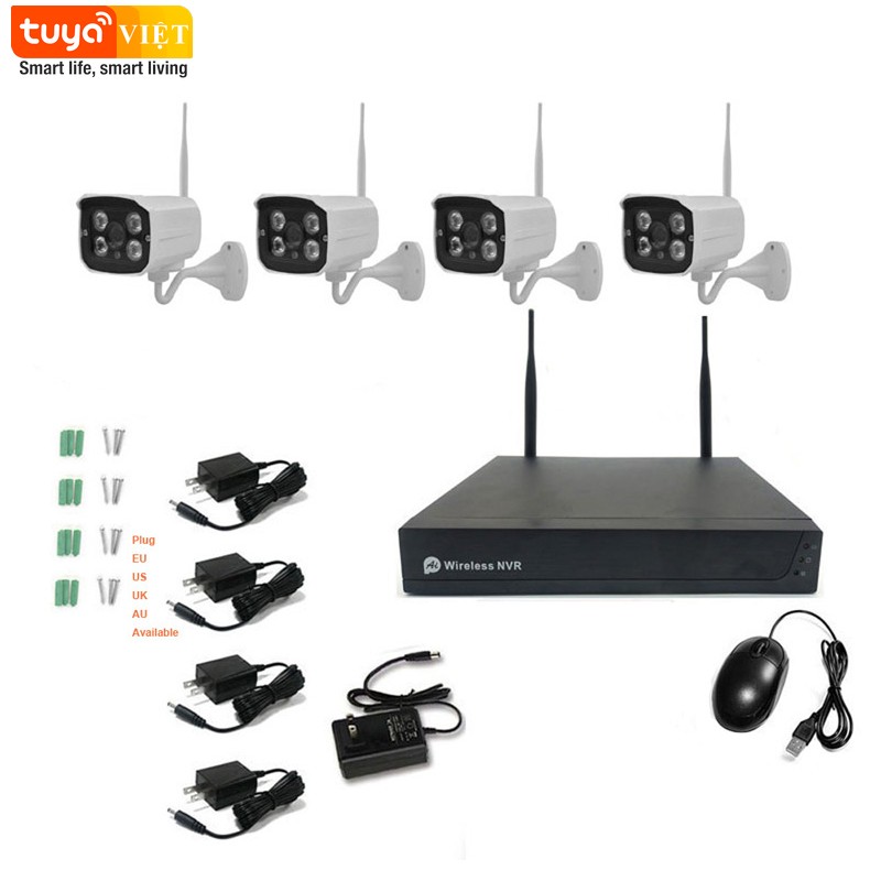 Bộ KIT 4 Camera, đầu NVR Wifi Tuya - Ảnh 2