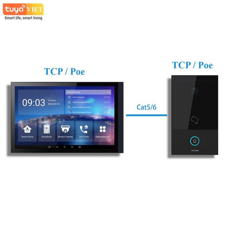 Chuông cửa thẻ từ, màn hình 10″ Tuya DBC10 - Ảnh 2